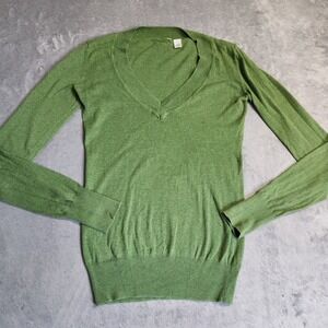 BP‎ Nordstrom Heather Green 100% Cotton V-Neck Sweater Women's M Long Sleeve